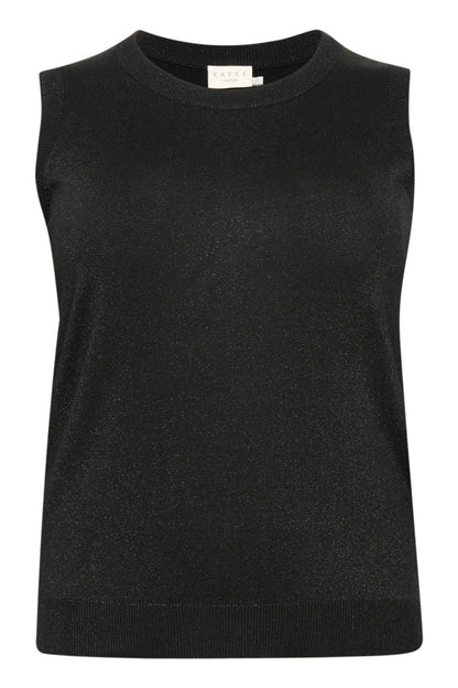 Kaffe Curve Black KCregitta Slipover finstrikket sort top med rund hals