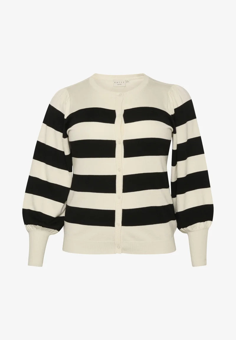 Kaffe Curve Black/Turtledove Bold Stripe | KCmalan Wide Stripe Cardigan