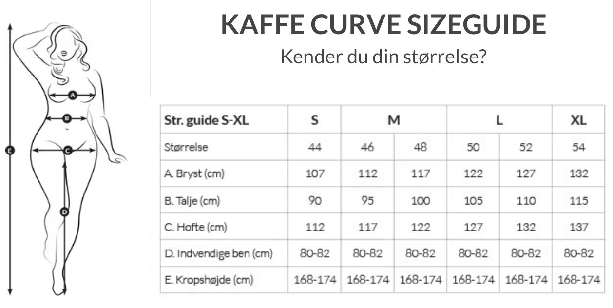 Kaffe curve størrelsesguide