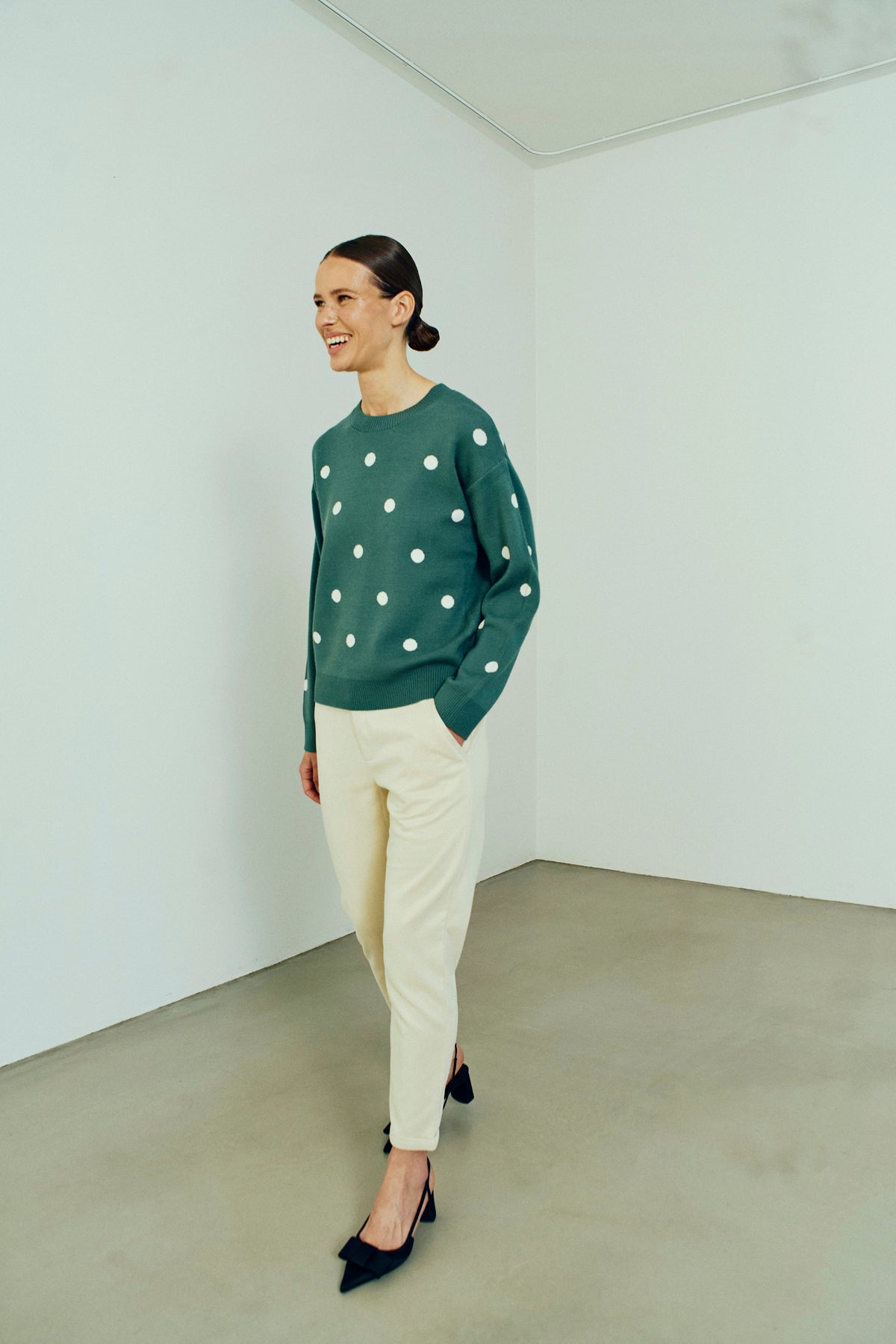 FQFLOW-PULLOVER - Dark Forest m. Star Off-White