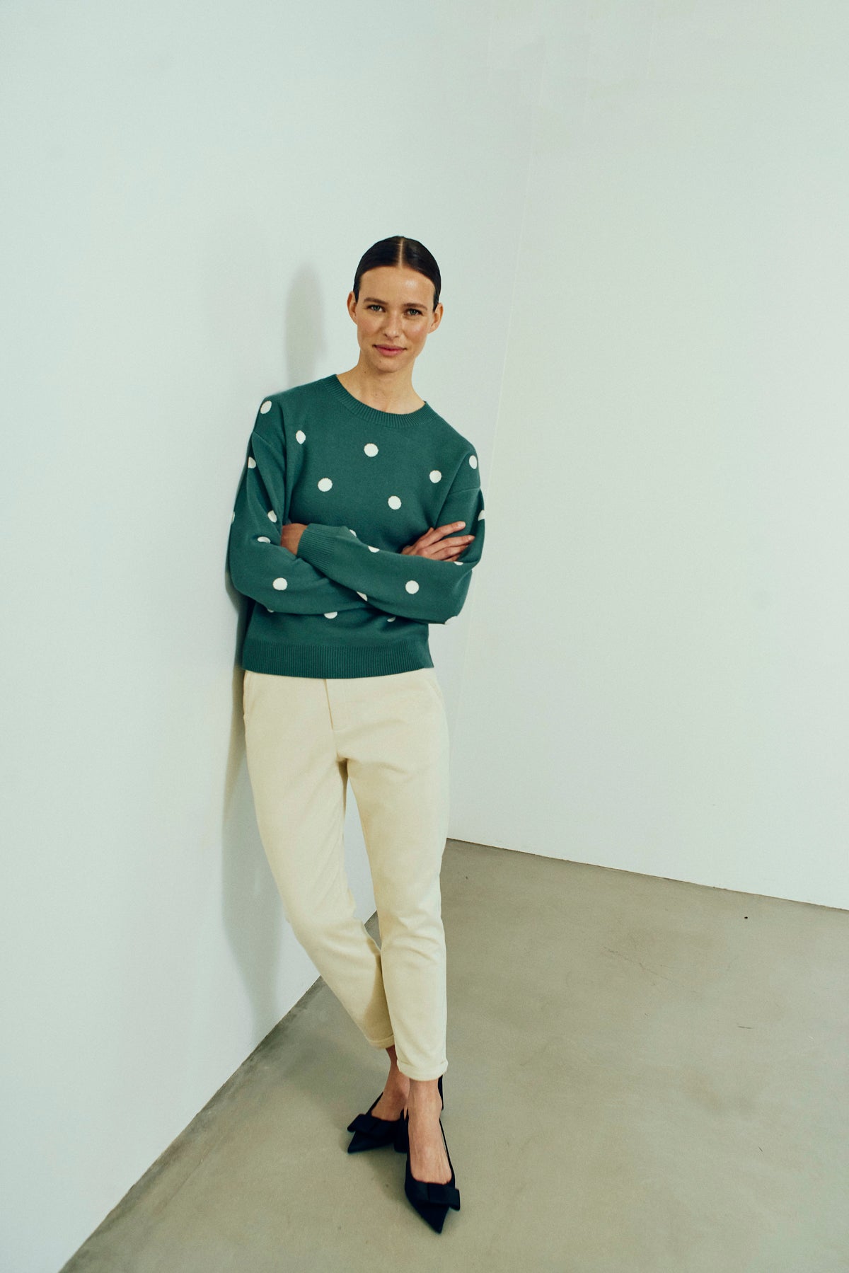 FQFLOW-PULLOVER - Dark Forest m. Star Off-White