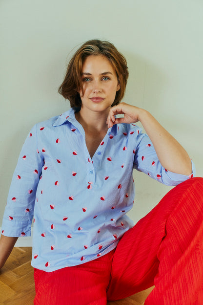 FQROSAN-SHIRT - BLUE BELL W. SWEET LILAC