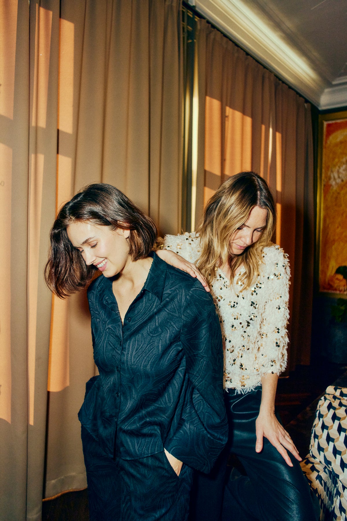 mønstret sort skjorte Freequent FQMINNA-SHIRT Black