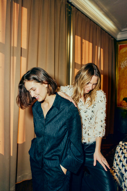 mønstret sort skjorte Freequent FQMINNA-SHIRT Black