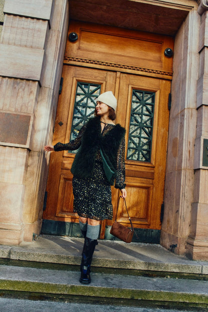 grøn vest med frynser Freequent FQFINE-WAISTCOAT Kombu Green