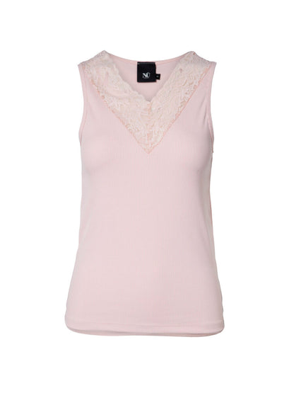 Nü Luna Top rose lyserød forfra med blondetaljer