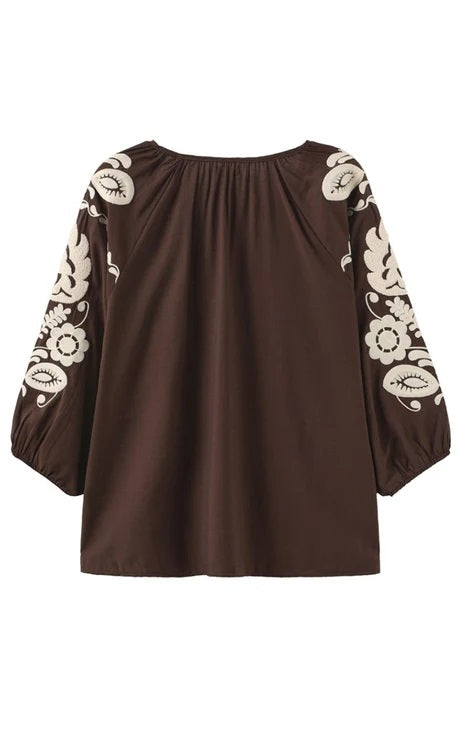 LUXZUZ ONE TWO Allette Blouse - Dark Brown