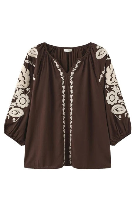 LUXZUZ ONE TWO Allette Blouse - Dark Brown