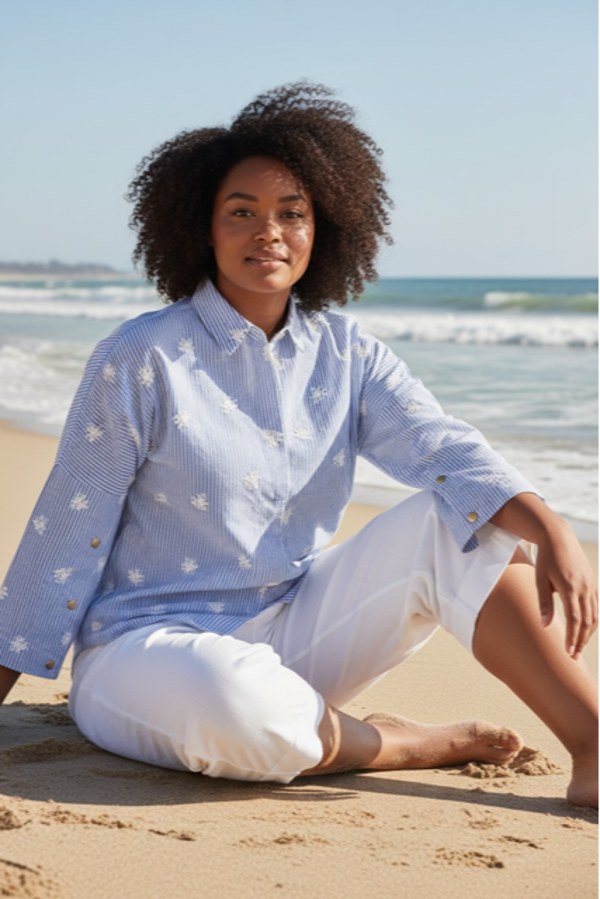 CASSIOPEIA - MELISSA BLOUSE - Light Blue Combi