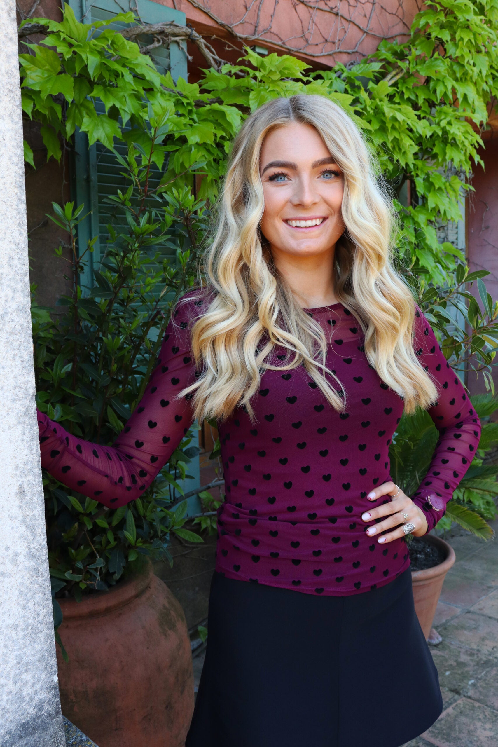 Liberté Mesh T-shirt | Bordeaux Black Flock Heart