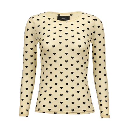 Liberté Mesh T-shirt | Ivory Black Flock Heart