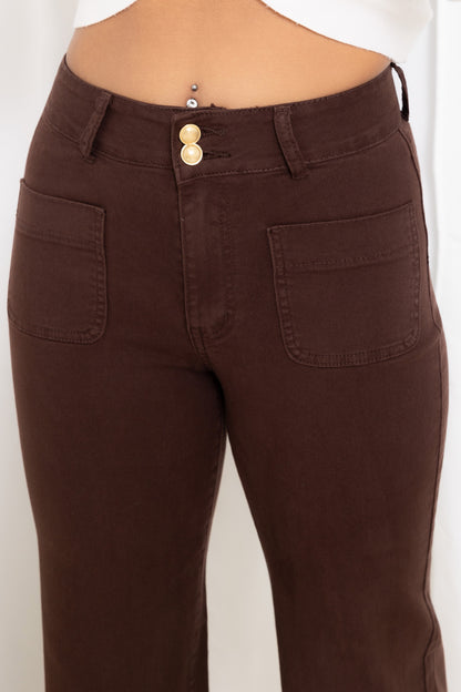 Mind by lene jeans med vide ben og strech | brun