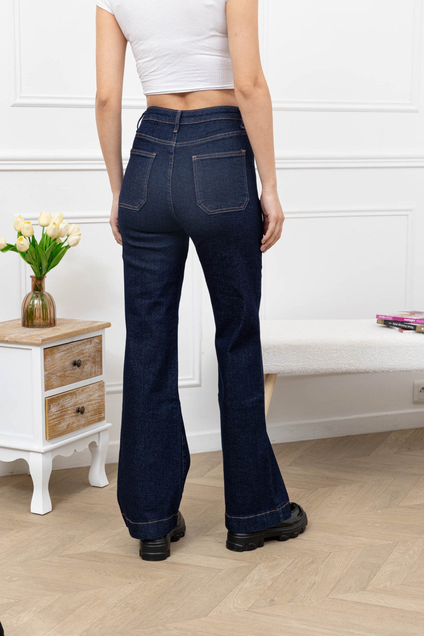 MIND by lene mørk jeans med knapper | dark blue