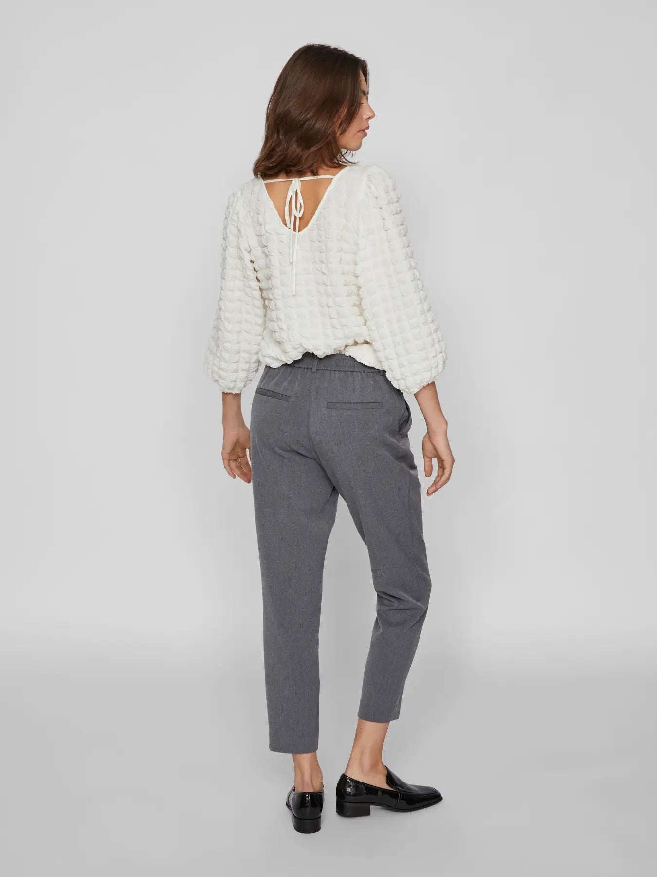 VILA VIVARONE HW SLIM PANT | Medium Grey Melange