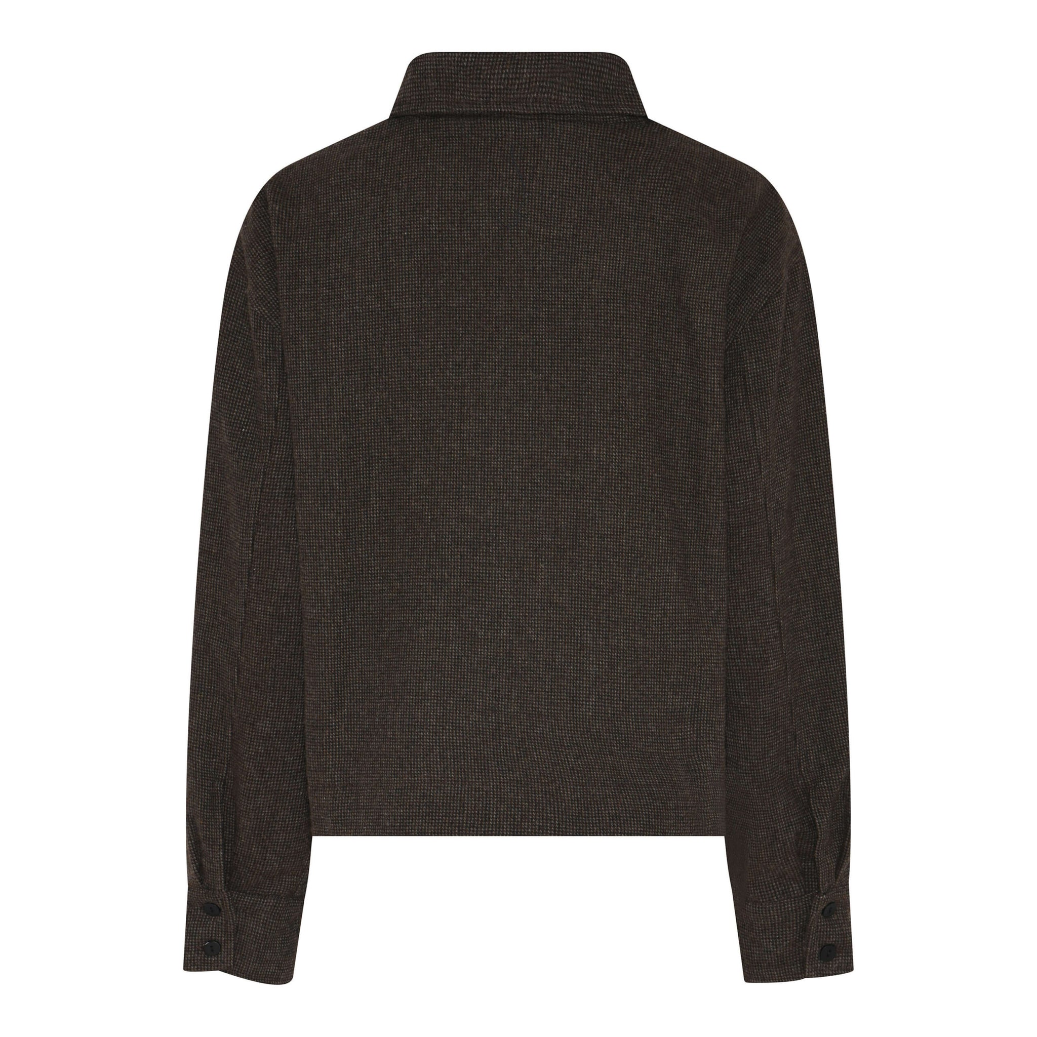 ryggen af brun jakke med krave. Humble MargotHbs jacket Brown combi