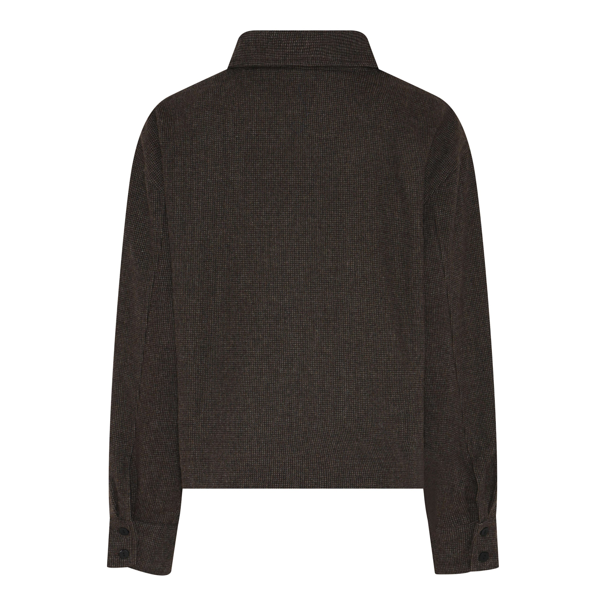 ryggen af brun jakke med krave. Humble MargotHbs jacket Brown combi