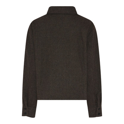 ryggen af brun jakke med krave. Humble MargotHbs jacket Brown combi