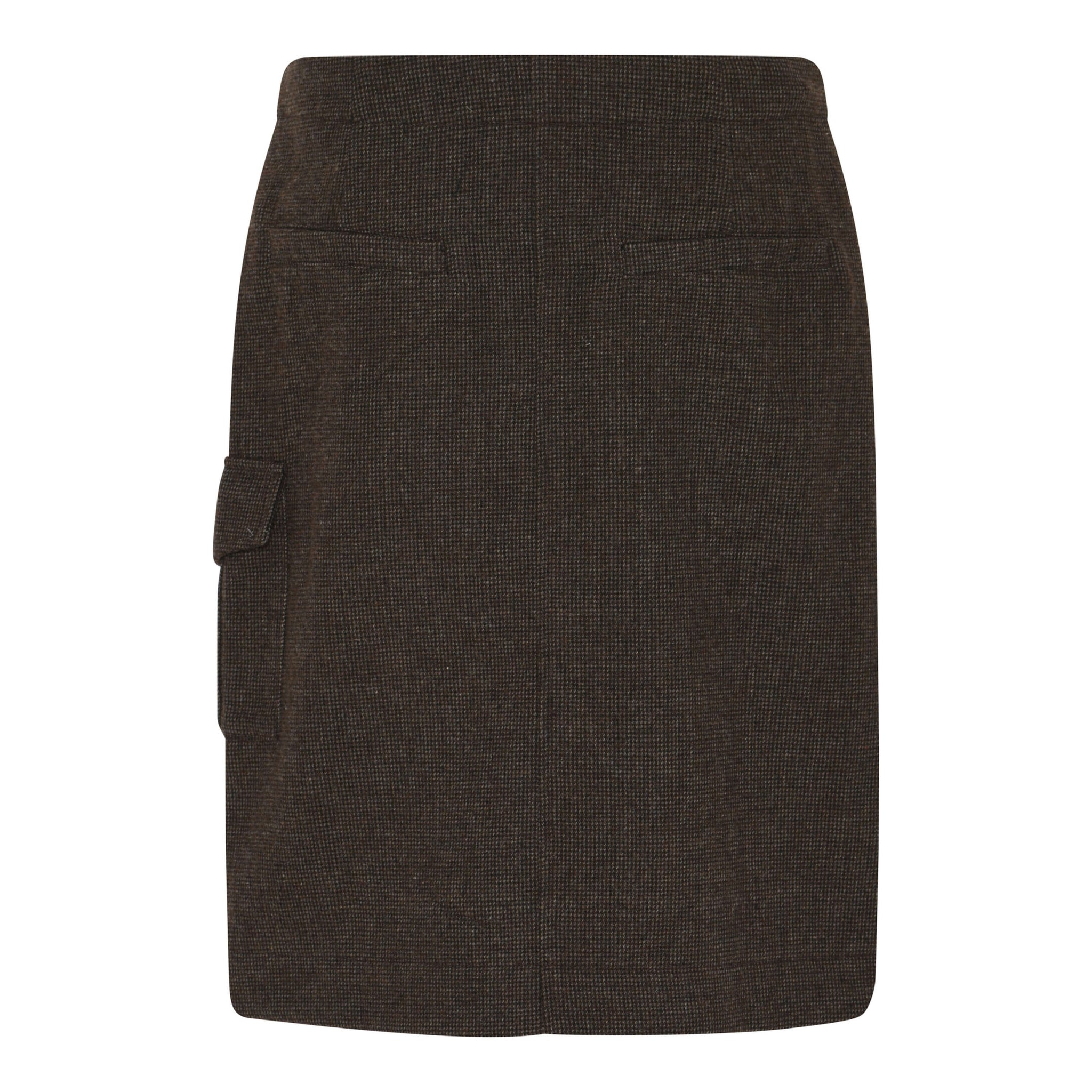 baglommer på brun nederdel med buet kan forneden. Humble MargotHbs skirt Brown combi