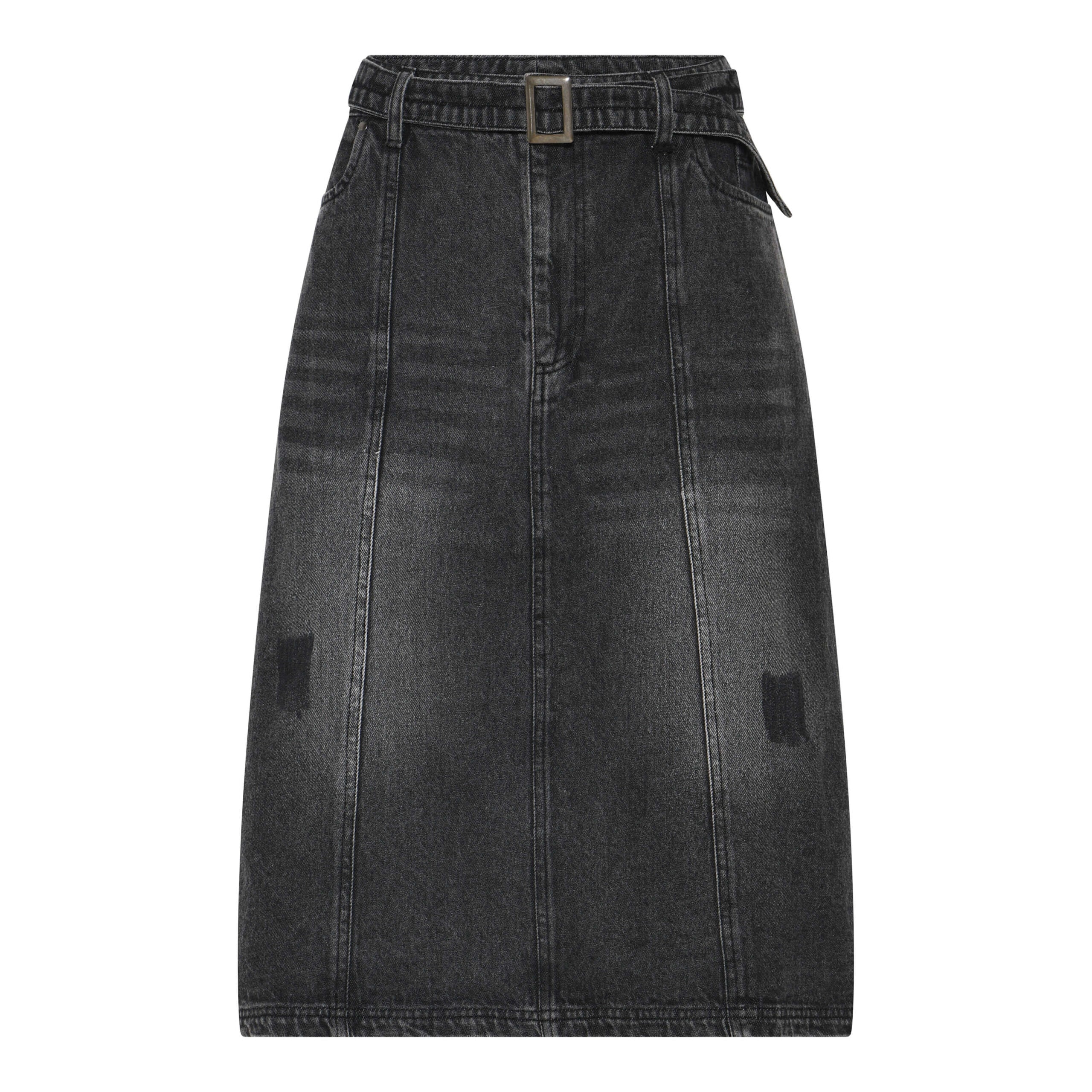 denimnederdel med et vasket udtryk og fast bælte. Humble MerleHbs skirt Used black