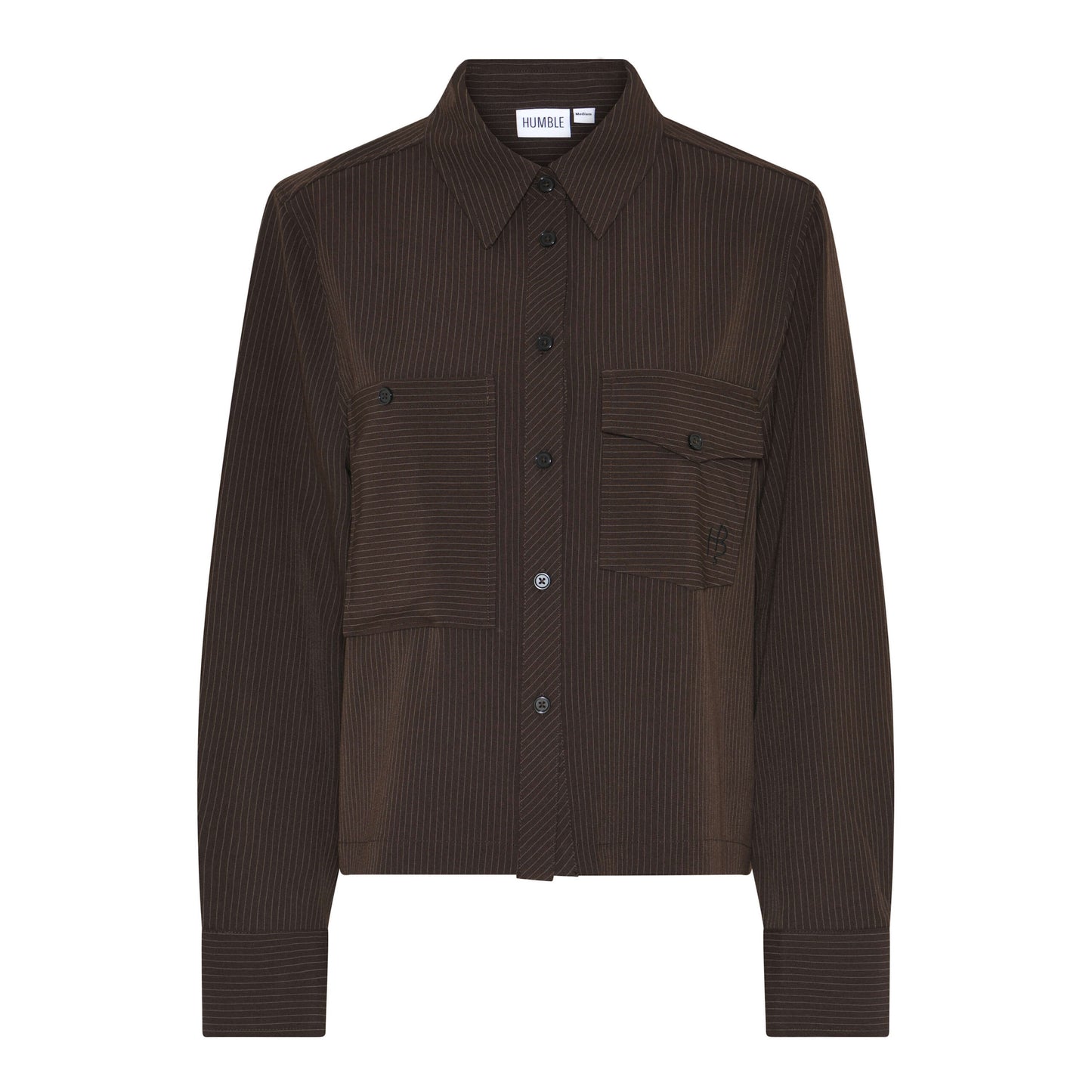 brun skjorte med diskrete striber. Humble MyaHbs shirt dark brown combi