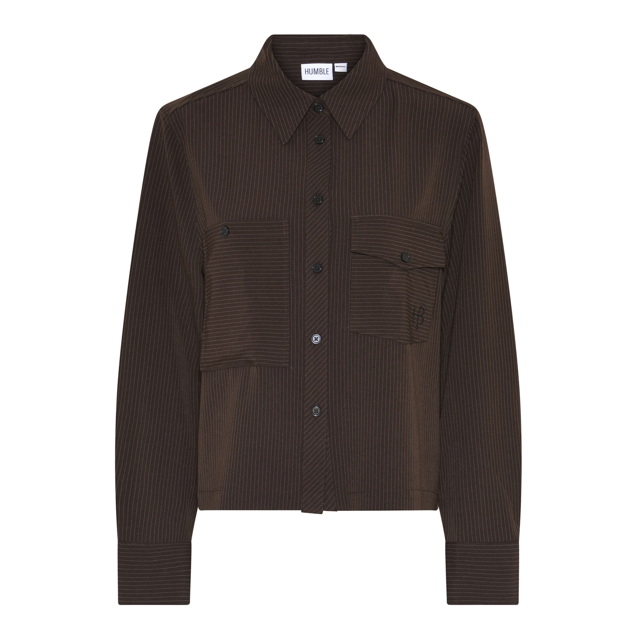 brun skjorte med diskrete striber. Humble MyaHbs shirt dark brown combi