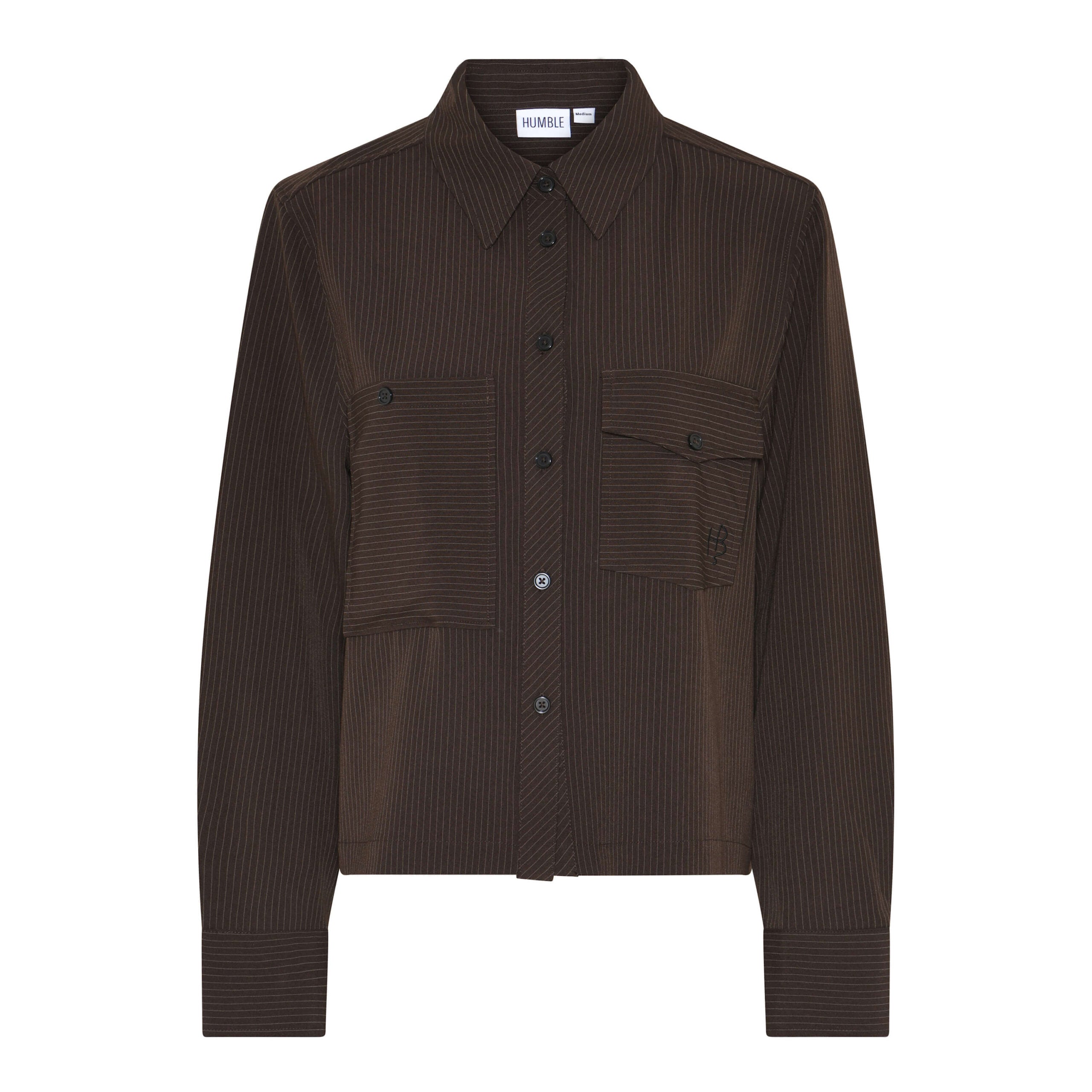 brun skjorte med diskrete striber. Humble MyaHbs shirt dark brown combi