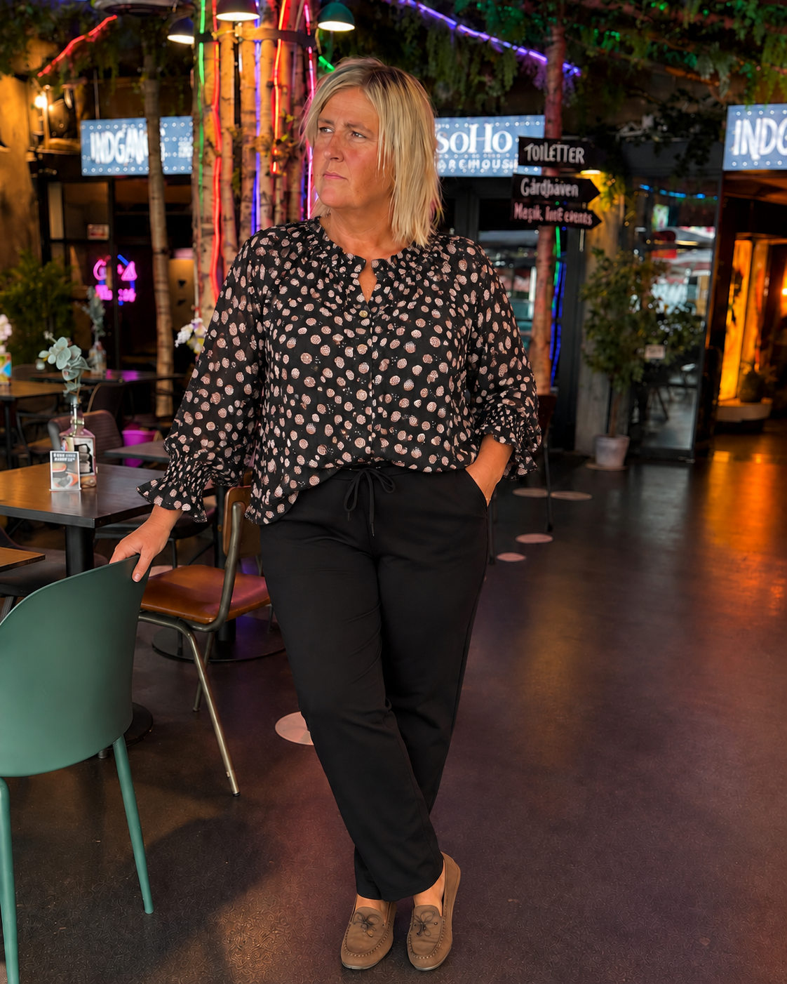 Cassiopeia - LOUISE 3/4 SHIRT - Black Combi