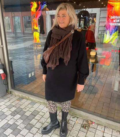 ONLY Carmakoma Black Midi Dress CARFRIDA LIFE LS HIGHNECK DRESS KNT