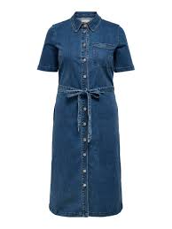ONLY Carmakoma CARLANA SS LONG BELT DNM DRESS GUA | Medium Blue Denim