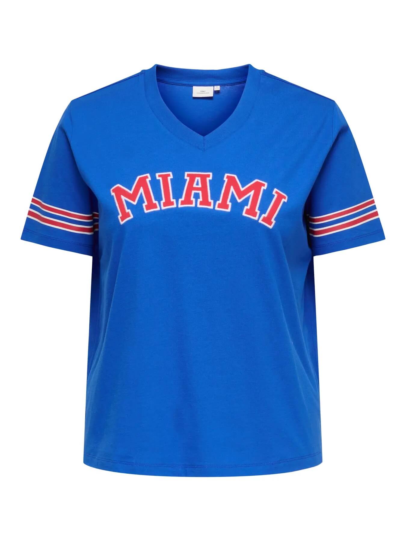 blå t-shirt ONLY Carmakoma CARRINNA TOP Strong Blue MIAMI