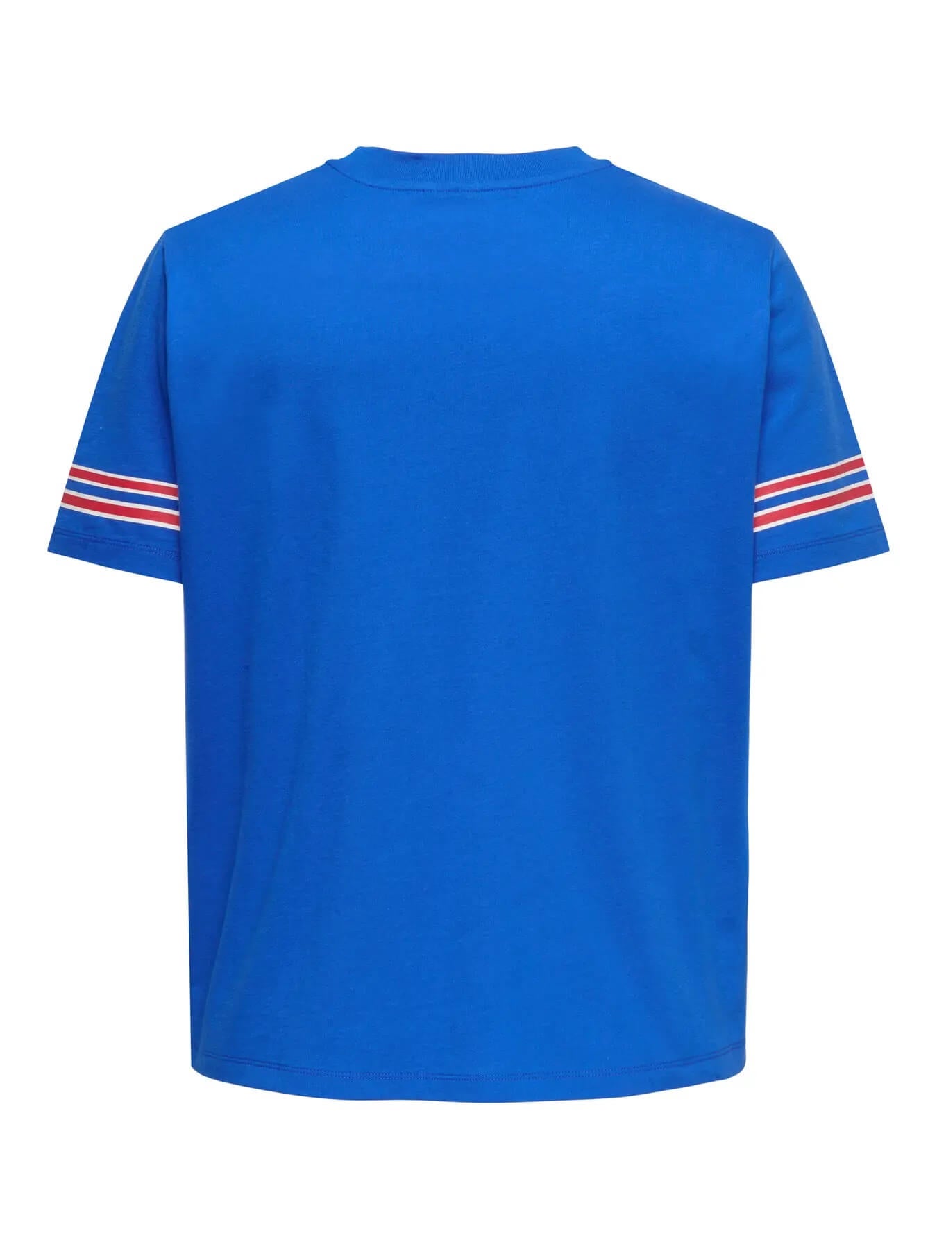 ryggen af blå t-shirt ONLY Carmakoma CARRINNA TOP Strong Blue MIAMI