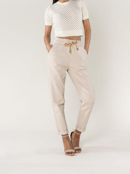 MIND by lene Canvas kit farvet joggere med elastik i taljen