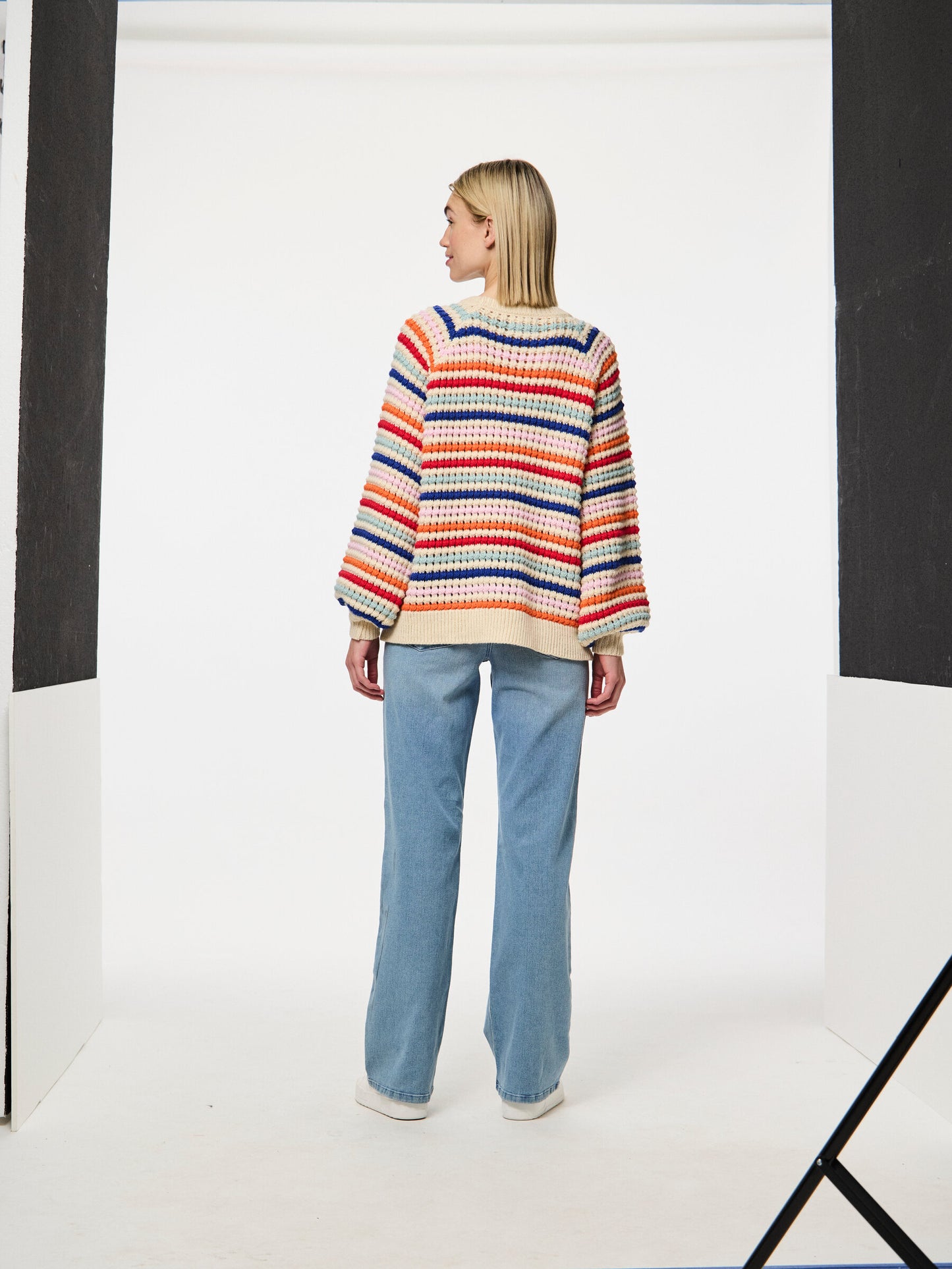 PIECES Birch Mandarin Orange MULTI Pullover PCDOSLA LS O-NECK KNIT MM