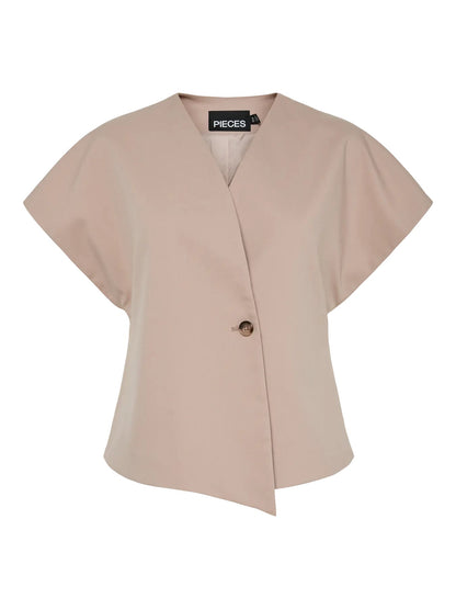 PIECES PCFAMI V-Neck Vest | Silver Mink