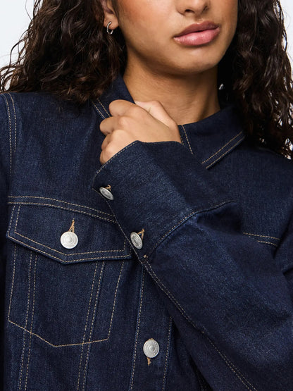 PIECES FEMMA LS SHORT DENIM DRESS | dark blue