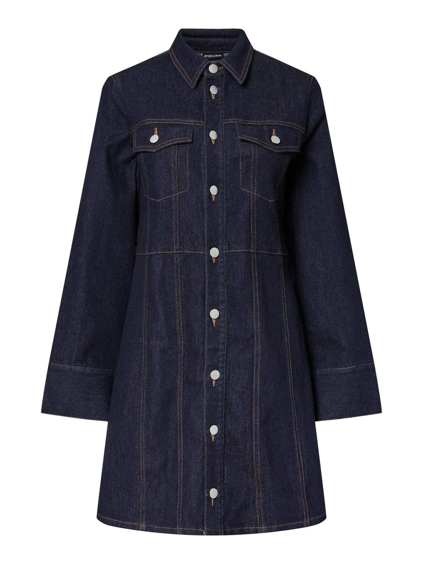 PIECES FEMMA LS SHORT DENIM DRESS | dark blue