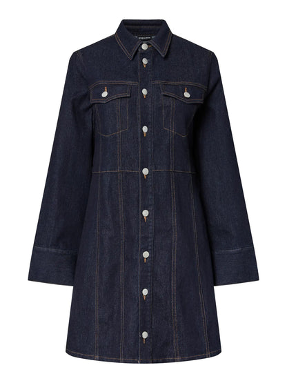 PIECES FEMMA LS SHORT DENIM DRESS | dark blue