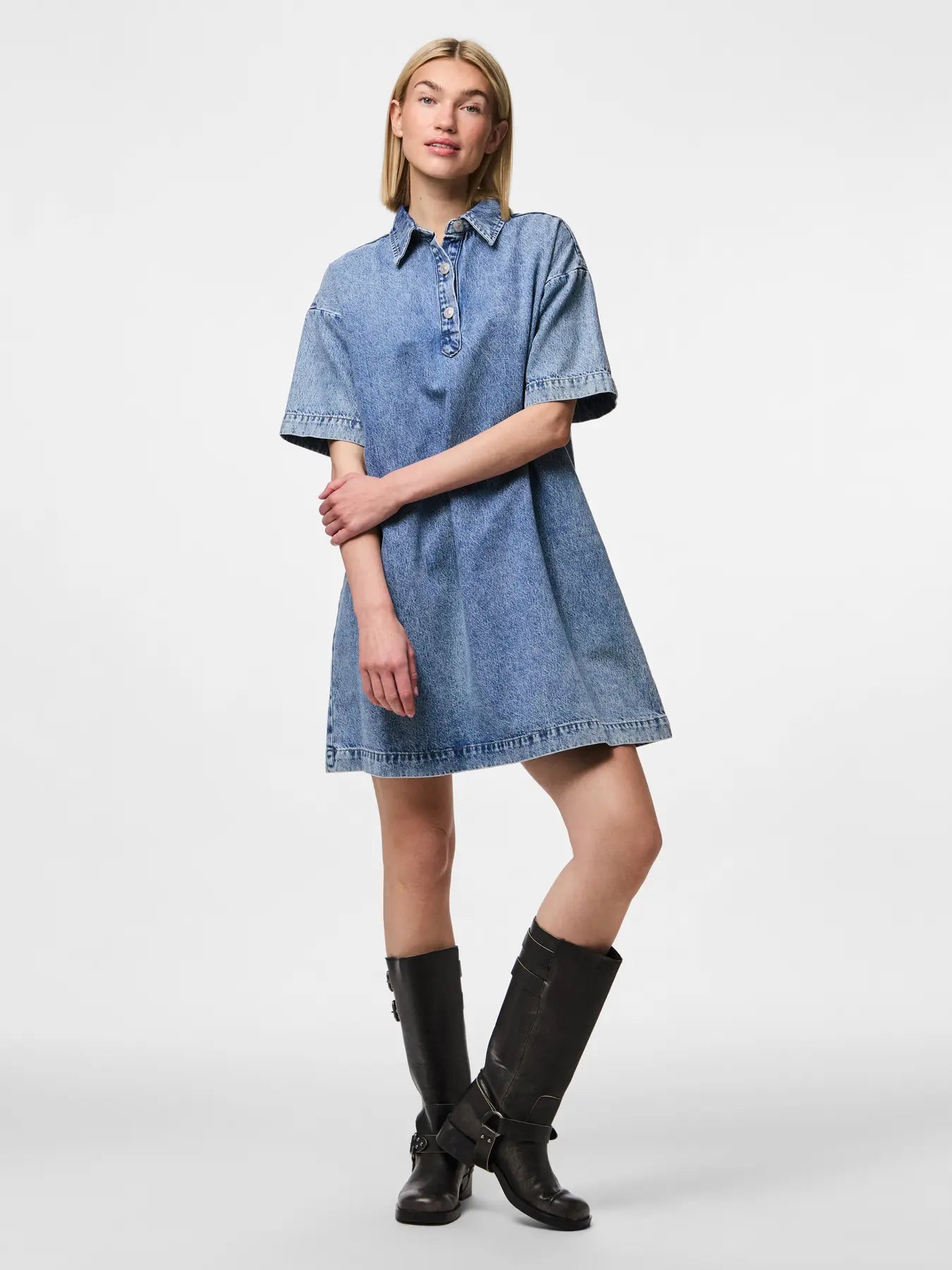 PCKENYA SS A-SHAPE DENIM DRESS