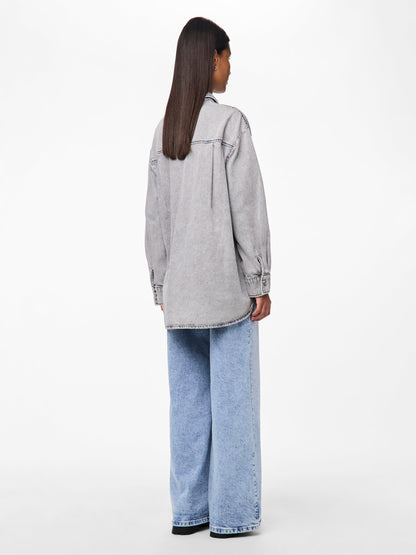 PIECES PCMAISIE LS DENIM SHIRT NOOS BC | Grey Denim