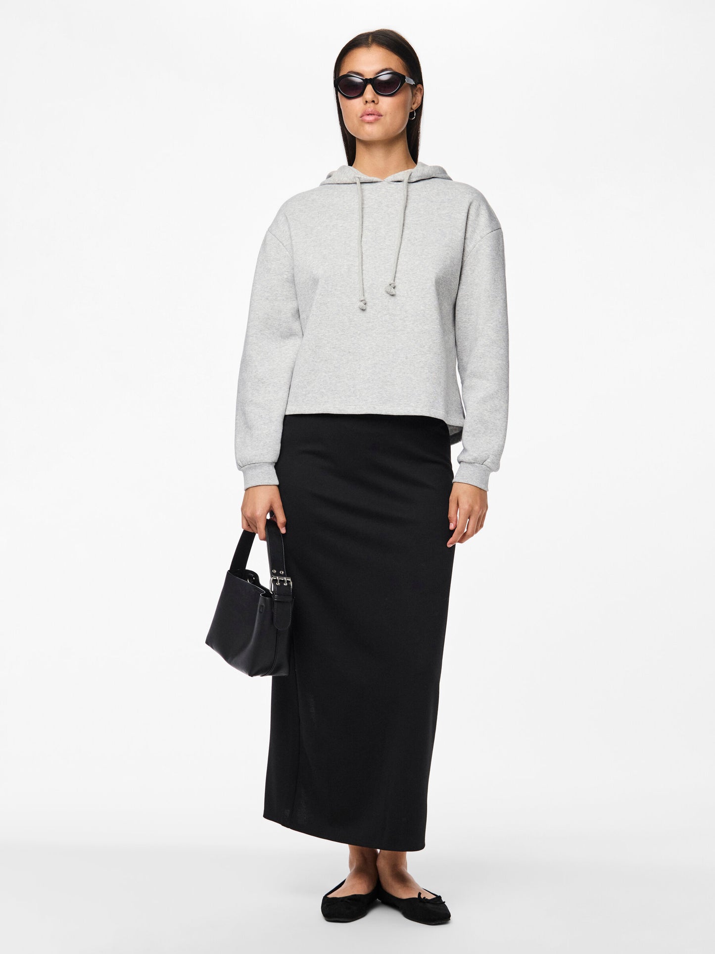 PIECES Black Long Skirt PCNAYA HW ANKLE SKIRT NOOS