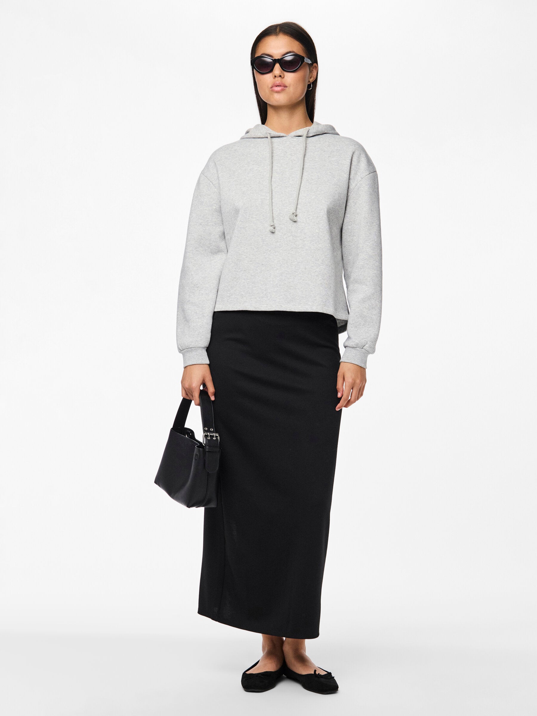 PIECES Black Long Skirt PCNAYA HW ANKLE SKIRT NOOS