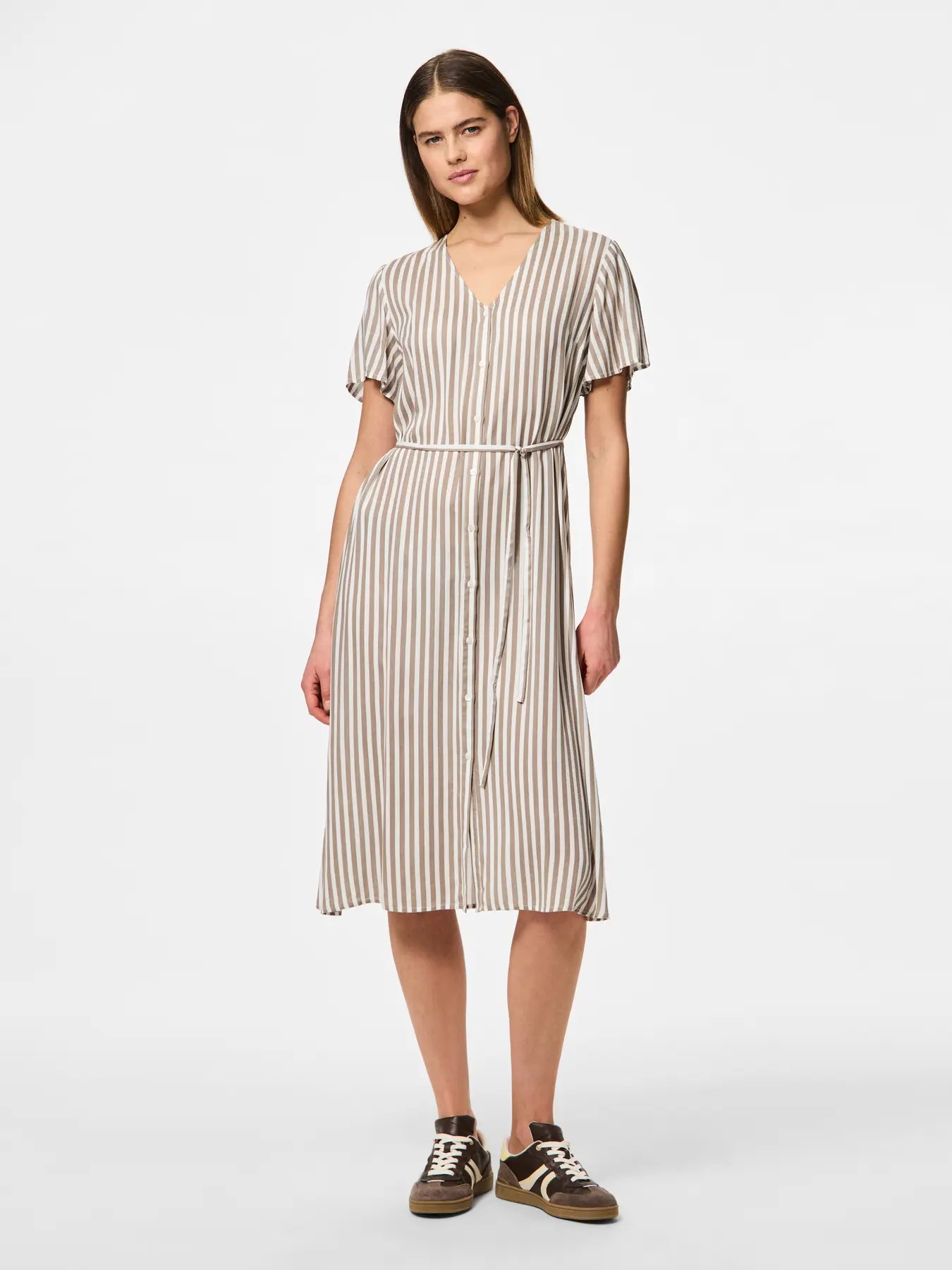 PCNYA SS V-NECK MIDI DRESS  |Moon Rock/Cloud Danc