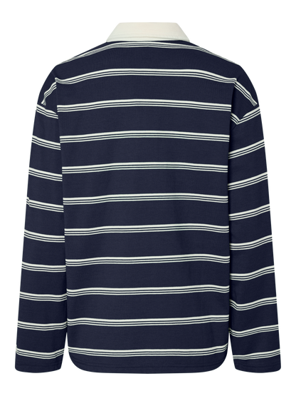 PIECES  PCSADIE LS POLO TOP JRS D2D | Maritime Blue Cloud dancer