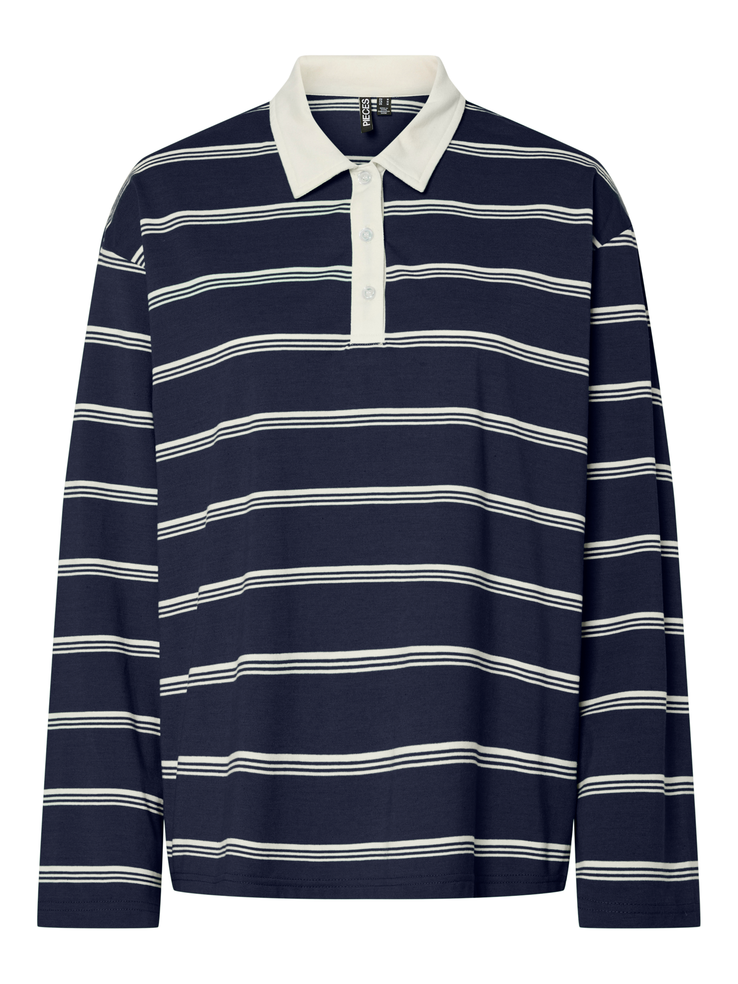 PIECES  PCSADIE LS POLO TOP JRS D2D | Maritime Blue Cloud dancer