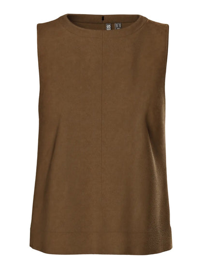 ærmeløs brun top i ruskind PIECES Top PCJUNO TOP Brown