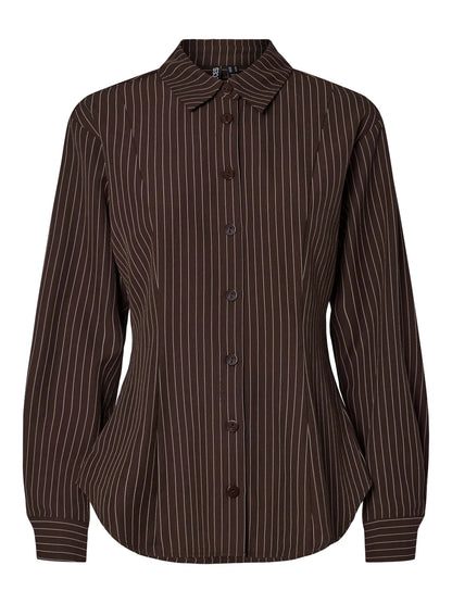 PIECES PCANJA LS FITTED SHIRT WVN D2D | Delicioso Pinstripe