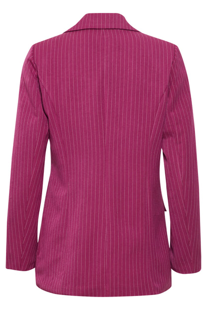 Sorbet rød blazer med tynde striber SBDIEGO BLAZER Magenta Haze bagfra