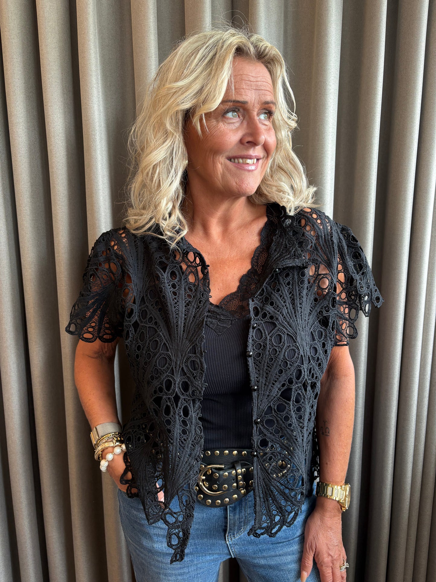 Clothing T&S - Thyra Lace Blouse Black