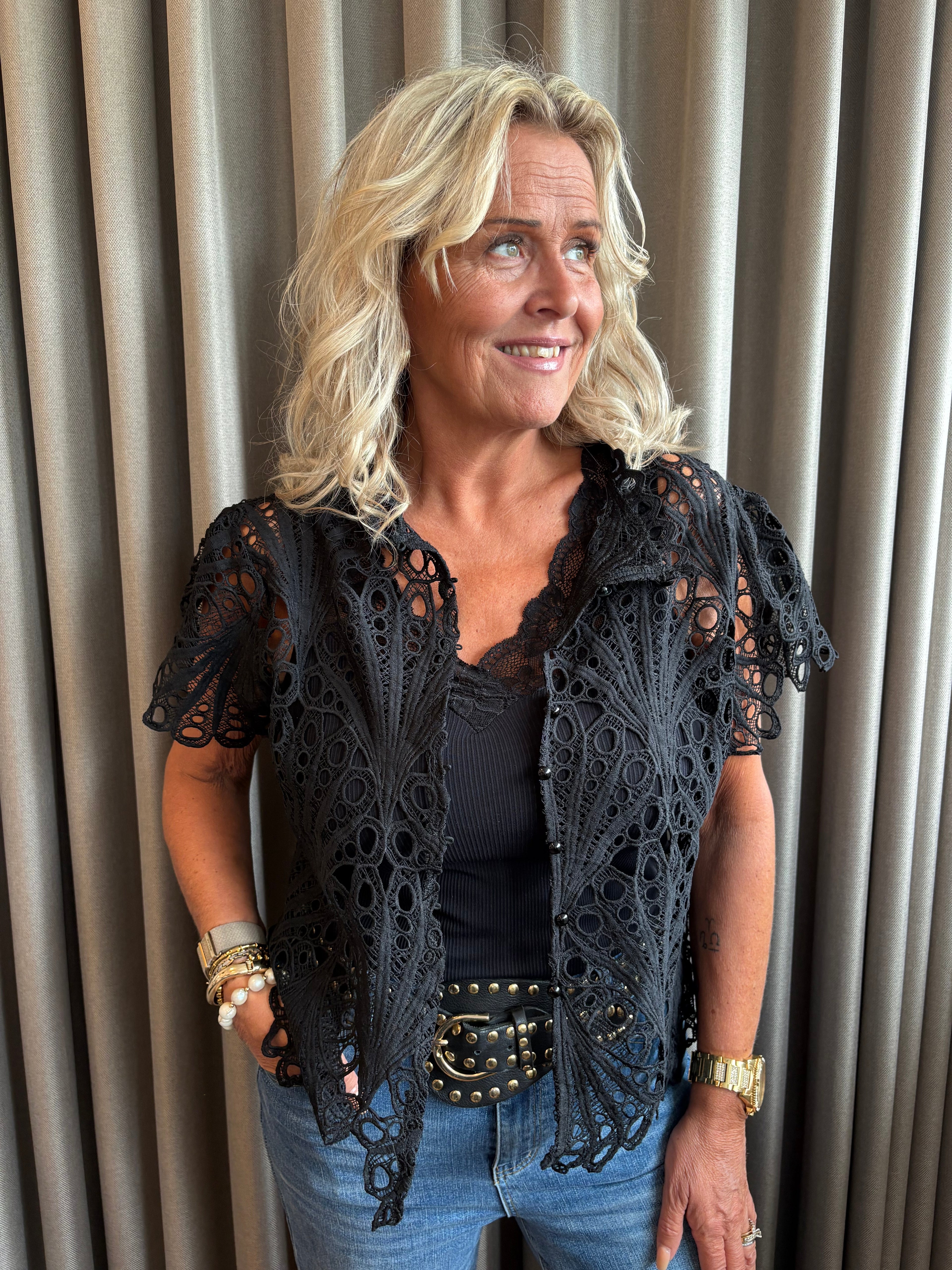 Clothing T&S - Thyra Lace Blouse Black