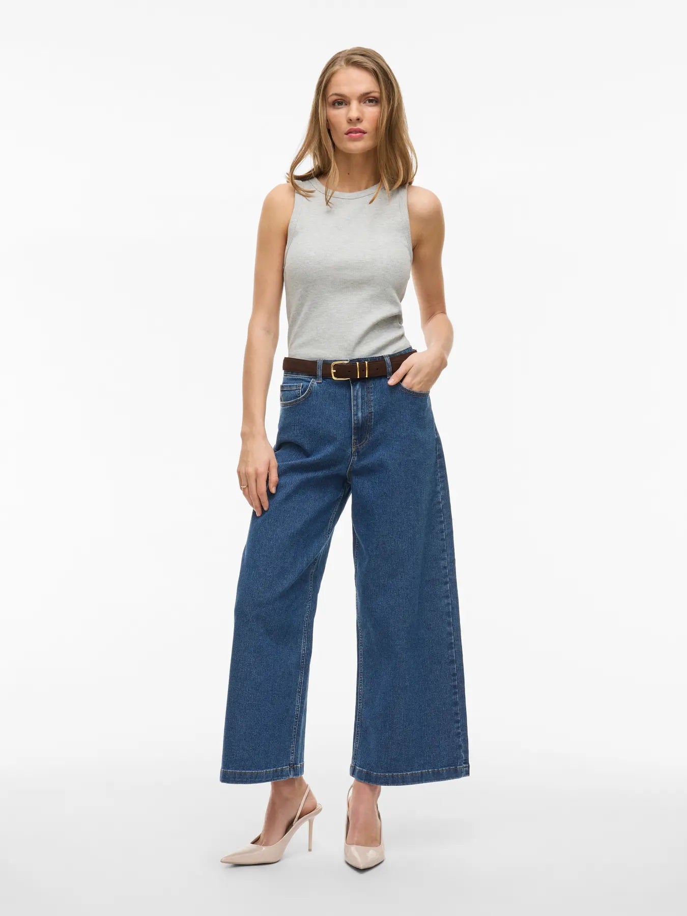 VILA VILOTTA HW CULOTTE JEANS | Medium Blue Denim